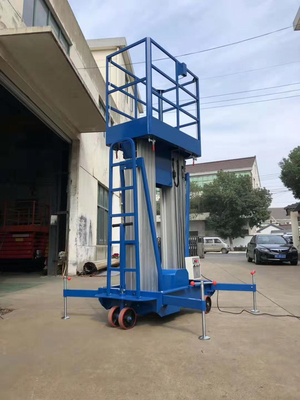 Manual Pull Double Mast Mobile Aerial Work Platform Portable Boom Lift