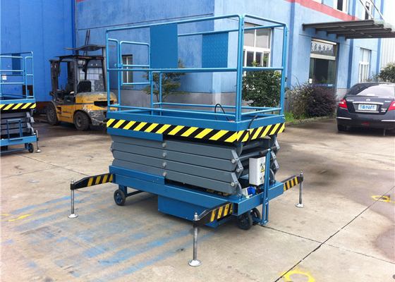 300kg Mobile Scissor Lift Rectangle Power Elevated Work Platform Blue